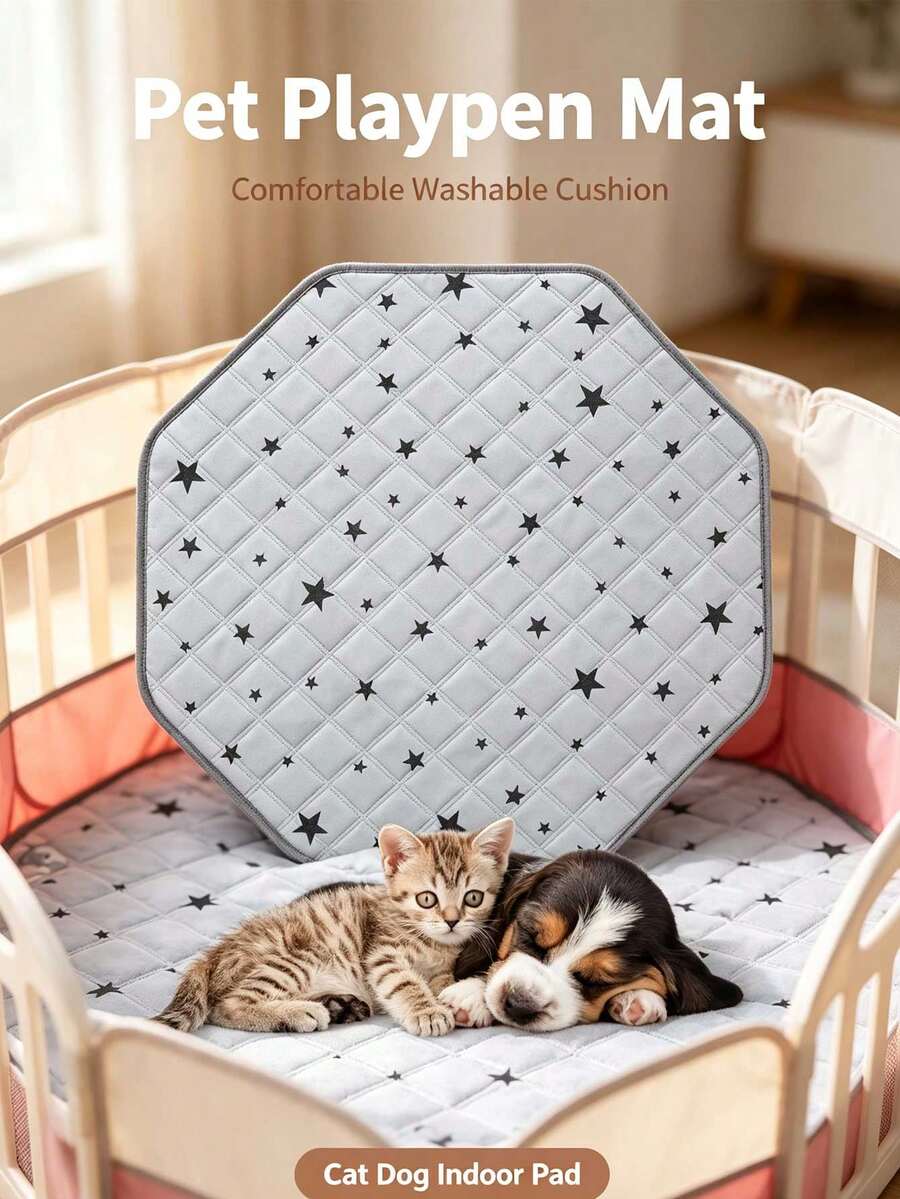 Washable Octagonal Dog Pee Pads, Washable Cat Sleep Play Mat, Reusable Mat Fits 29-Inch Octagonal Playpen, Dog Playpen Mat, Absorbent And Leak-Proof Pet Breeding Pads, Non-Slip Puppy Mat, Puppy Training Pads For Playpens And Crates - Multicolor - View 1
