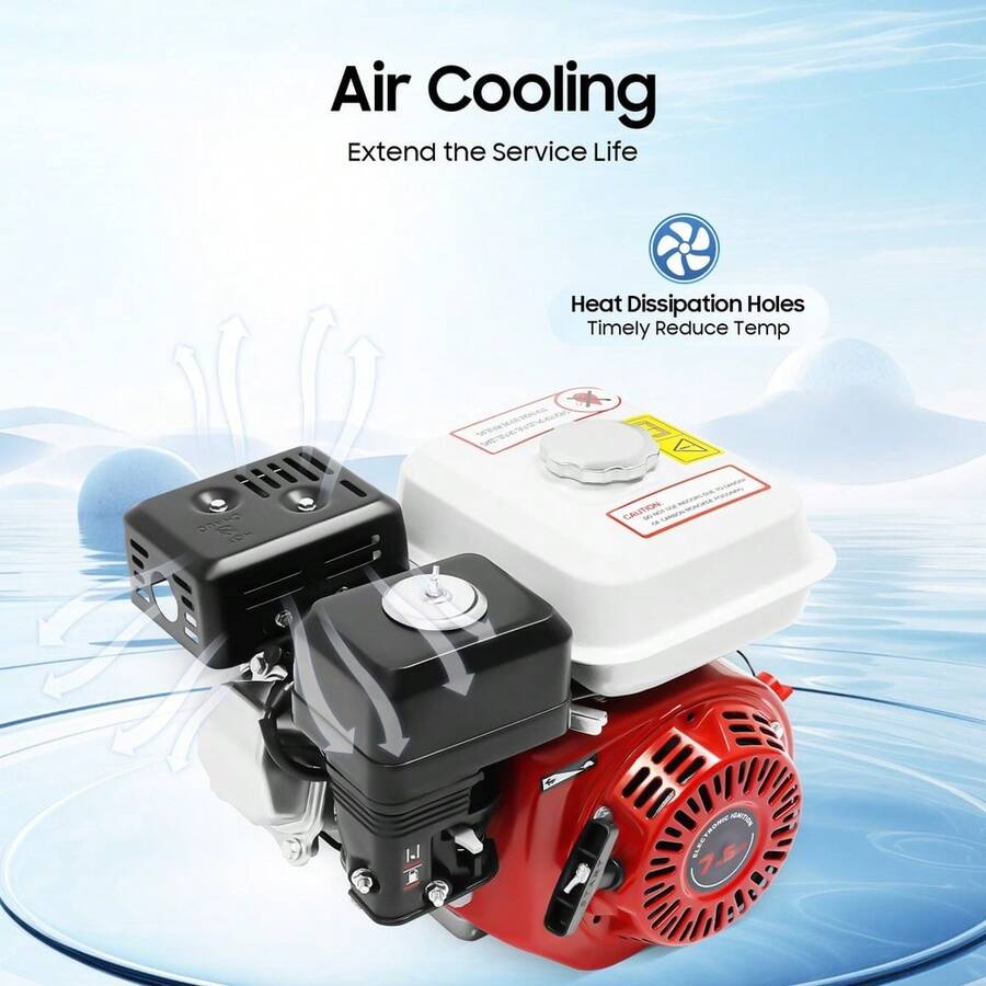 7.5HP 4-Stroke Gasoline Engine Air-Cooled 20mm Crankshaft Transistor Ignition - Default - View 1