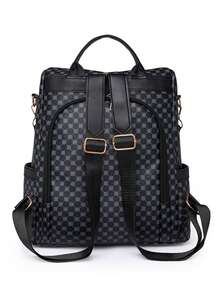 Anti-Theft Colorblock Large Capacity Functional Backpack - Black - View 7