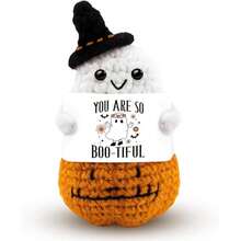 1pc Crochet Ghost Gift With Fun Message Card, Cute Halloween Keepsake, Suitable For Women And Men Friends Boo Basket, Halloween Birthday Gift, Christmas Valentine's Day Birthday Gift For Girlfriend/Boyfriend - Multicolor - View 1