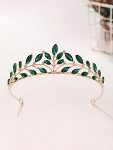 1pc Bridal Wedding Crown Headpiece Crystal Rhinestone Embellished Hair Hoop New Style Tiara - 44026 Green - View 6