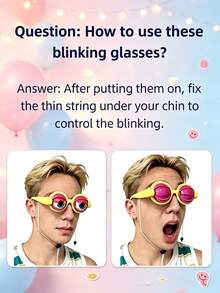 Pull‑String Blinking Googly Eyes Glasses, Funny Wacky Novelty Prank Eyewear, Party Photo Booth Props For Halloween Birthday Carnival - Multicolor - View 5