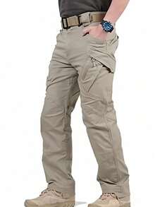 Pantalones de entrenamiento con múltiples bolsillos IX9 para hombre - Caqui - Ver 4