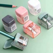 Single-Hole Premium Student Pencil Sharpener, Durable And Easy To Clean, With Lid To Prevent Mess, Compact Desktop Stationery Design, Suitable For Office, Pink, Gray, White, Green, Home And School, Manual Pencil/Eyebrow Pencil Sharpener, Random Style - Style 1 - View 3