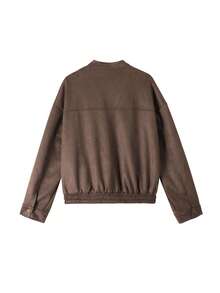Women's Solid Color Casual Versatile Daily Wear Long Sleeve Jacket - Brown - View 7