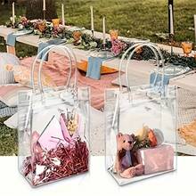 20pcs Transparent Anti-Stain Reusable Gift Bags With Ring Handles, Suitable For Wedding, Birthday, Christmas Party Gift Packaging, Ideal For Candy, Business Events And Holiday Gifts - Transparent - View 2