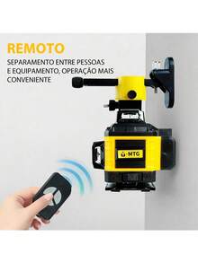 Kit Nível Laser Verde 4D MTG 16 Linhas 520nm Autonivelante ±3°, com Tripé, 2 Baterias 5000mAh, Maleta, Controle Remoto e Acessórios - Amarelo - Visão 4