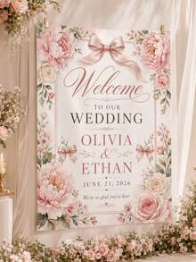 Custom Wedding Welcome Sign, Custom Plaque, Wedding Plaque, Personalized Plaque, Personalized Welcome Sign, Party Gift, DIY Party Entrance Sign, Upload Your Photo, Suitable For Birthday, Retirement, Wedding Party And Home Decor, Photo Welcome Sign, Elegant Photo Wedding Welcome Sign Template, Welcome Board, Wedding Photo Collage, Modern Welcome Sign, Printable Wedding Reception Poster - Multicolor - View 8