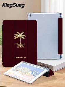 Kingsung 椰子樹豹紋平板保護殼,適用於 iPad Air 8 (Model M4)、2026 11 吋/13 吋、9.7/10.2/10.5/10.9/12.9 吋、Pro 11 吋、第 10 代,Galaxy Tab S6 Lite 10.4 吋、Kindle Paperwhite 2024 第 12 代、Kindle 2022 第 11 代,配備智能支架、防震功能以及自動喚醒與睡眠功能 - 彩色 - 查看 3