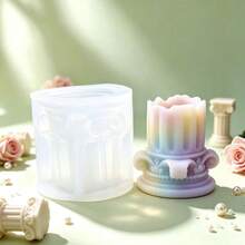 1pc Embossed Roman Candlestick Silicone Mold, DIY Handmade Candle Aromatherapy Plaster Silicone Mold - White - View 3