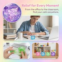 1 Peça Brinquedo Anti-Estresse Macio e Fofinho de Cubo de Gelo com Glitter, Bola de Estresse Quadrada de Rebote Lento Preenchida com Material Grosso & Lantejoulas Brilhantes, Brinquedo Fidget para Alívio da Ansiedade para Crianças & Adultos, Decoração de Mesa de Escritório, Presente de Feriado - Multicolorido - Visão 3
