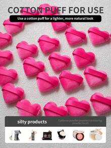 10/20/30/60pcs Mini Water Drop Shaped Cotton Powder Puff, Made Of Super Soft Velvet Material, Designed For Eye And Eye Corner Shaping, Suitable For All Skin Types - Hot Pink - View 3