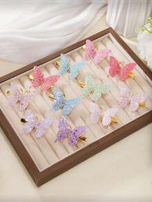 36/18/6pcs Colorful Shiny Butterfly Hair Clips, Sweet And Cute Hair Accessories For School, Outdoor Activities And Daily Wear, (Random Color) - Multicolor - View 2
