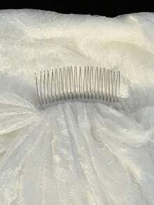 1pc 3 Meters Long Water-Soluble Lace Bridal Veil, Sheer Soft Tulle, Wedding Dress Accessory,Halloween - Multicolor - View 6
