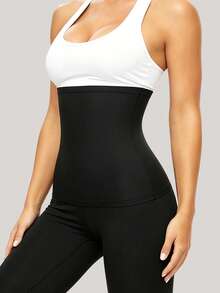 1pc Waist Trainer Trimmer Sweat Belt Band For Women Lower Belly Fat Sauna Slimming Belt Suit Workout - Black - View 3