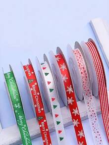 10 Yardas/Rollo Cinta de Envoltura de Regalo Navideña con Acabado Acanalado y Lámina Dorada, Cinta de Sellado de Decoración Navideña, Adecuada para Fiesta Navideña, Decoración de Cajas de Regalo de Repostería, Decoración Navideña, Envoltura de Regalos para Fiesta Navideña - Talla única - Ver 4