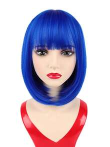Short Straight Bob Synthetic Wigs Pink Hair Wig With Bangs For Women Cosplay Cute Wig Heat Resistant Fiber Halloween Wear - Multicolor - View 12