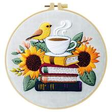 Still Life And Books Embroidery Kit For Adult Beginners. Includes Manual, Printed Fabric, Hoop, Needles, Threads & Stitch Guide. Great Home Gift For Women. Size: 15x15cm/5.9in Or 20x20cm/7.9in. - Books - View 21