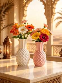 1pc Pineapple Shaped Ceramic Vase, Exquisite Craftsmanship, Suitable For Fresh Flower Arrangement. Elegant Decor, Perfect For Garden Table, Dining Room, Study And Office Decoration, Ideal For Holidays And Various Parties. - Vase - View 4