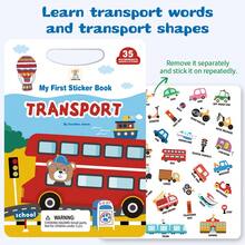 Reusable Jelly Sticker Book With Car, Bus And Other Transportation Themes, Includes 35 Waterproof Transportation Stickers, Early Education Transportation System Cognition For Toddlers - Red and White - View 6
