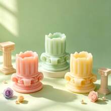 1pc Embossed Roman Candlestick Silicone Mold, DIY Handmade Candle Aromatherapy Plaster Silicone Mold - White - View 6