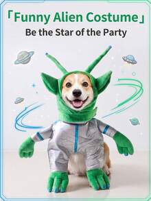 1pc Pet Transformation Costume Funny Christmas Outfit Cat Small Dog Puppy Clothes Quirky Halloween Costume - Green - View 5