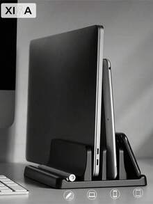 [Adjustable Ergonomic Laptop Stand]1pc Adjustable Ergonomic Laptop Stand, Height Adjustable Desktop Laptop Stand, Achieves Optimal Viewing Experience - Space-Saving Vertical Storage Rack Compatible With MacBook, Tablet, Black - Multicolor - View 1