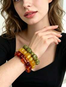 1 Set European And American Exaggerated Contrast Color Acrylic Women's Bracelet Set - Multicolor - View 2
