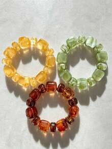 1 Set European And American Exaggerated Contrast Color Acrylic Women's Bracelet Set - Multicolor - View 4