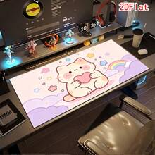 1 pieza Alfombrilla para ratón (Fondo rosa con patrón de gato de dibujos animados sosteniendo un corazón) – Alfombrilla de escritorio de goma extra grande y antideslizante, accesorio rectangular multifuncional para teclado de juegos/oficina, regalo festivo - Tapete para ratón - Ver 7