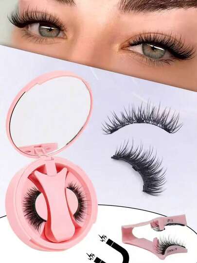 1 Pair Natural Magnetic Eyelashes With Applicator, Soft Magnetic Lashes, No Glue, Reusable, Very Soft, Suitable For Beginners.