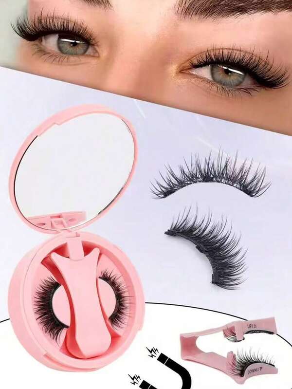 1 Pair Natural Magnetic Eyelashes With Applicator, Soft Magnetic Lashes, No Glue, Reusable, Very Soft, Suitable For Beginners.