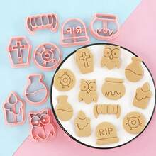 6/8/10 Pcs Halloween Cookie Cutters - Pumpkin, Ghosts, Gothic Skull Shaped Cookie Molds For Mexican Day Of The Dead, Day Of The Dead, Halloween Party Decoration - Multicolor - View 22
