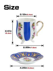 1pc Ceramic Coffee Cup & Saucer Set, 3-Legged Design, Suitable For Home, Club, Cafe Use, Gift - Multicolor - View 7