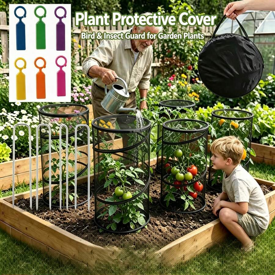 1pc Foldable Pop-Up Garden Plant Protective Cover, Fine Mesh Insect Barrier Net, Breathable Plant Shield To Block Birds For Veggies And Blooms - A - View 1