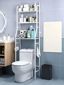 Over‑The‑Toilet Storage Shelf With Three‑Tier Storage Design; Sturdy Metal Frame, Size Fits Toilets, Easy To Install, Stores Bathroom Sundries For Tidiness And Space‑Saving. - Random Color - View 4