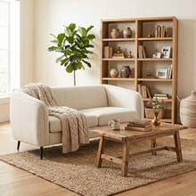 Sofá de dos plazas de terciopelo, sofá moderno para salón de 160 cm, asiento ancho acolchado, cojín de muelles grueso, color beige. - Multicolor - Ver 3
