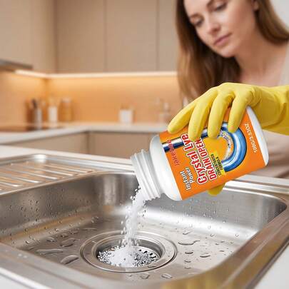 100G Concentrated Fast-Acting Drain Clog Remover, Dissolves Hair, Grease And Food Clogs, Removes Odors, Suitable For Kitchen Sink, Bathtub, Shower Drain, Bathroom Household Pipe Cleaning Products (Randomly Shipped In Two Packaging Styles)