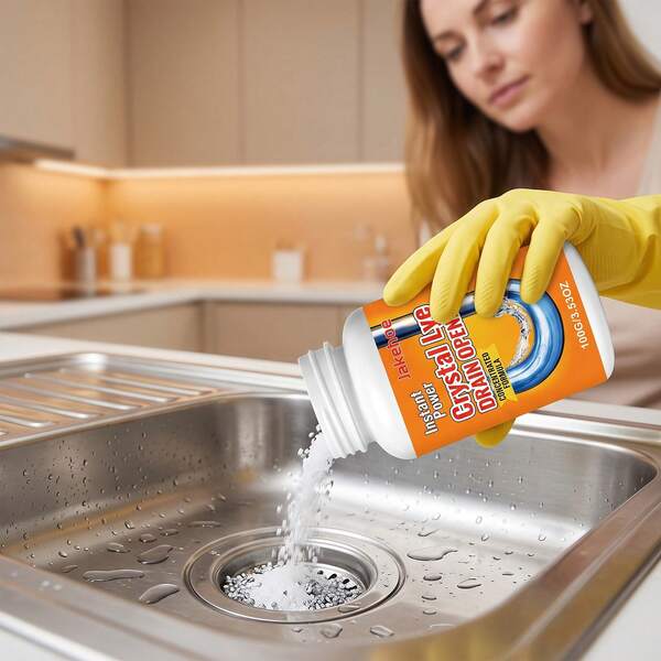 100G Concentrated Fast-Acting Drain Clog Remover, Dissolves Hair, Grease And Food Clogs, Removes Odors, Suitable For Kitchen Sink, Bathtub, Shower Drain, Bathroom Household Pipe Cleaning Products (Randomly Shipped In Two Packaging Styles)