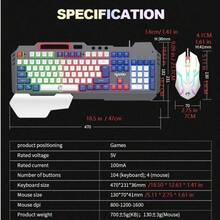 RAIKU T16 Metal Gaming Keyboard And Mouse Set, Universal Wired Keyboard With Metal Panel, 104 Keys, Backlit Keyboard With Wrist Rest, 3-Button Backlit Mouse - View 11