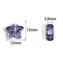 10pcs/Pack Acrylic Pentagram Transparent Splatter Oil Painting Straight Hole Beads 12X13mm, Vintage Translucent With Colorful Dots Exquisite Design, Suitable For Making Chinese Style Bracelets, Pendants, Keychain Charms Handmade DIY Accessories Materials - Splatter Star - View 5