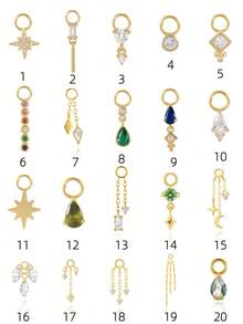 1 buah DIY Liontin Batu Permata Gantung Perak 925, Aksesori Tindik Tulang Rawan, Helix, Cuping Telinga, Tragus, Daith, Helix, Rook, dan Tindik Perut - Emas - View 15