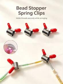 DIY Beading Accessories: Spring-Loaded Bead Stoppers With Protective Rubber Sleeve - Prevent Beads From Slipping - Essential Tool For Handmade Jewelry Making (Random Color) - Multicolor - View 2