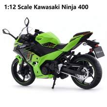 Burago Model Motor Die-Cast Paduan Aluminium Kawasaki Ninja 400 Skala 1:12 (Hijau/Merah), Dekorasi Meja Kreatif dengan Dudukan Pajangan, Hadiah - MultiWarna - View 5