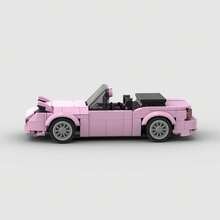 6+ Kids Pink Retro Convertible Sports Car Building Block Set, 2-Seater Vehicle Model With Pop-Up Headlights, Educational Construction Toy, Birthday Gift - Model - View 3