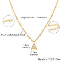 1pc New Letter Pendant Gold Stainless Steel Water Ripple Chain Necklace For Women - Yellow Gold - View 2