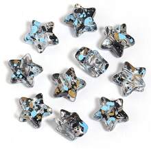 10pcs/Pack Acrylic Pentagram Transparent Splatter Oil Painting Straight Hole Beads 12X13mm, Vintage Translucent With Colorful Dots Exquisite Design, Suitable For Making Chinese Style Bracelets, Pendants, Keychain Charms Handmade DIY Accessories Materials - Splatter Star - View 10