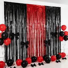 2PCS Black And Red Shiny Party Decoration Tassels, Halloween Scene Decor - 2pcs (Red + Black) - View 1