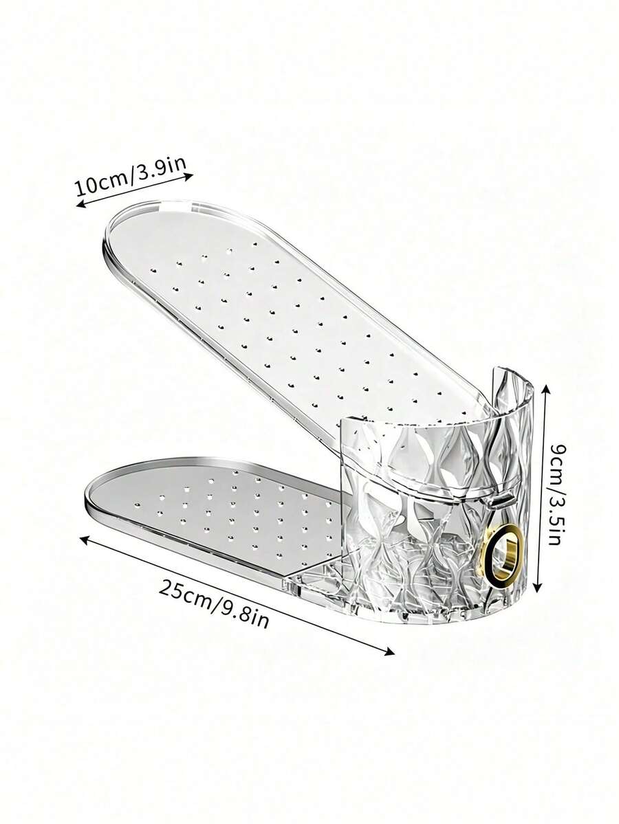 20pcs Adjustable Shoe Slot Storage Rack, Space-Saving Closet Shoe Stacking Rack, Double-Layer Shoe Storage Rack, Suitable For Sneakers, High Heels And Flat Shoes - Clear - View 1