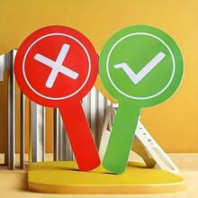 1/2pcs Double-Sided Right/Wrong Handheld Paddles, Checkmark And Cross Sign Classroom Buzz-In Paddles, Lightweight Hard Thick Material, Resistant To Bending, Classroom Interactive Teaching Aids, Classroom Game Activity Buzz-In Sign, Campus Classroom Teaching Interactive Supplies - Multiple Styles - View 10